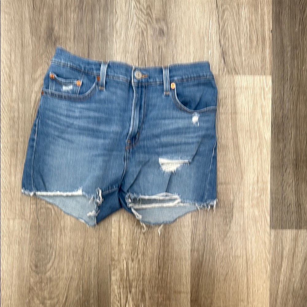 Levi’s distressed high rise shorts.